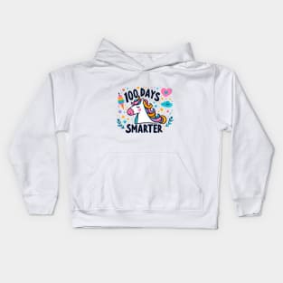 100 days smarter, colorful cute unicorn Kids Hoodie